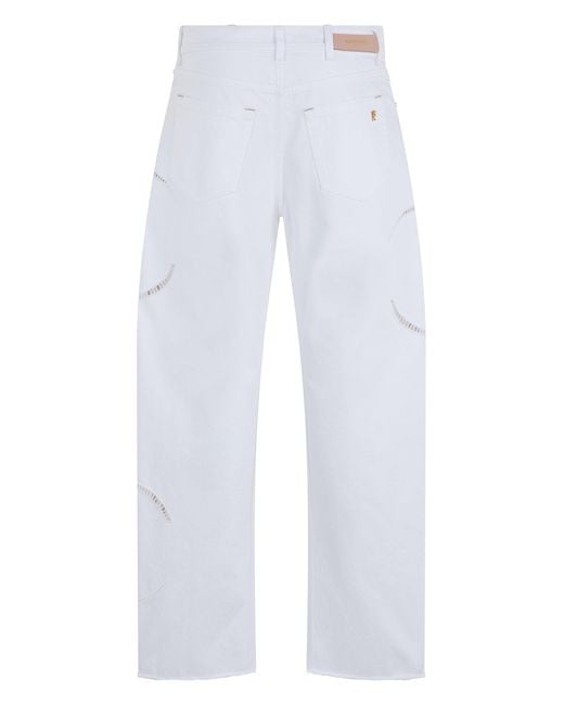 Alberta Ferretti White Cotton Perforated Jeans