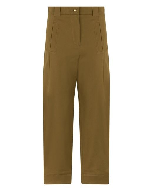 Max Mara Green Straight Pants With A High Waist