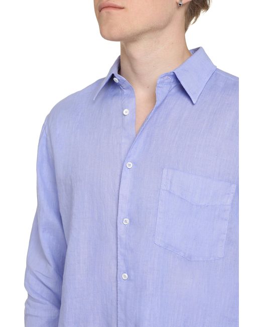 Aspesi Blue Linen Shirt for men