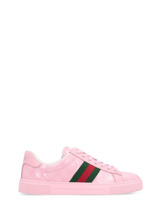 Gucci Pink Ace Sneaker With Web