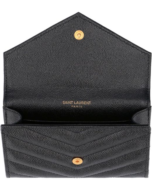 Saint Laurent Gray Quilted Leather Wallet