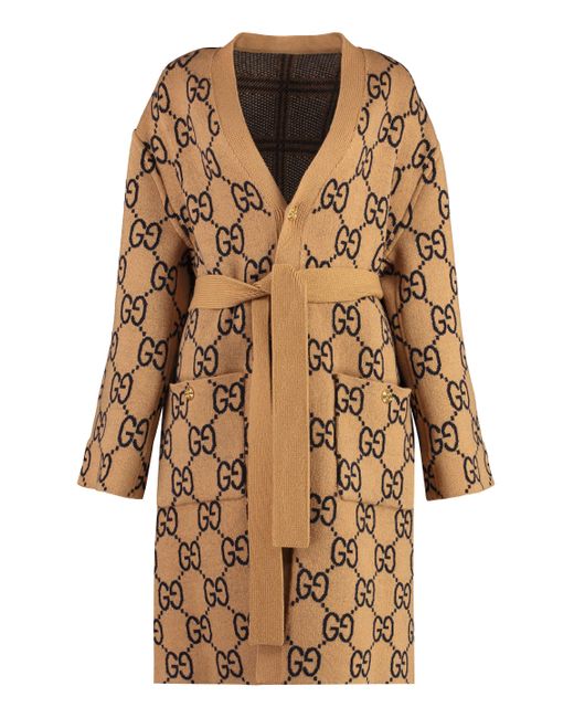 Cardigan in lana di Gucci in Brown
