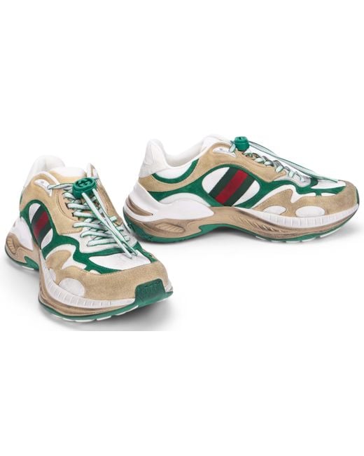 Gucci Green Sneakers Made Of Fabric And Leather Accents for men