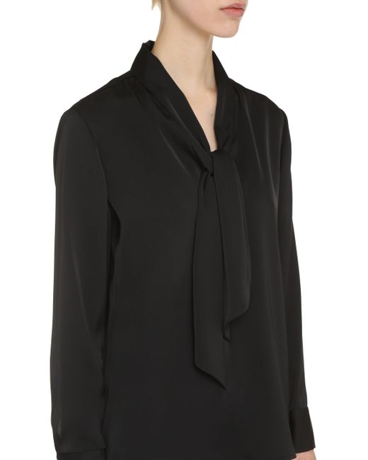 Blusa in crêpe-de-chine di Calvin Klein in Black