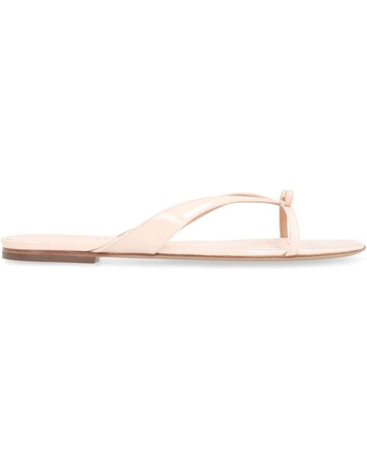 Ferragamo Pink Mini Bow Leather Flip-Flops