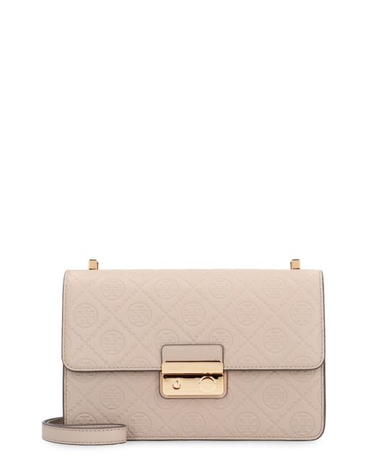 Borsa a spalla T Monogram in pelle di Tory Burch in Natural
