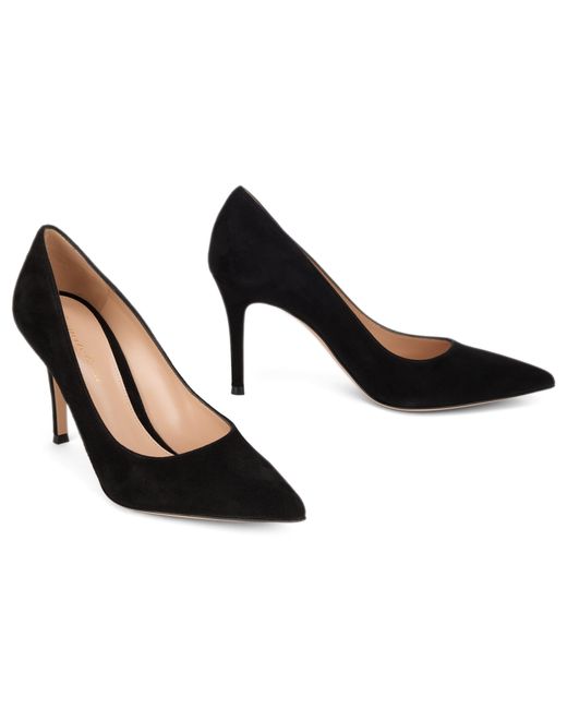 Gianvito Rossi Black Suede Décolleté With Elegant Heel