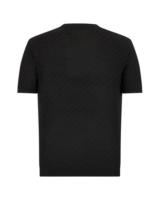 Emporio Armani Black Virgin Wool Sweater With Pattern for men