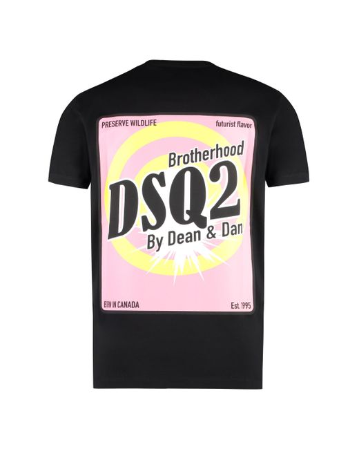 T-shirt girocollo in cotone di DSquared² in Black da Uomo