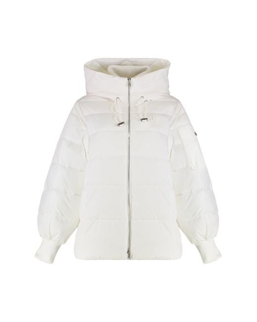Pinko White Crusca Hooded Short Down Jacket