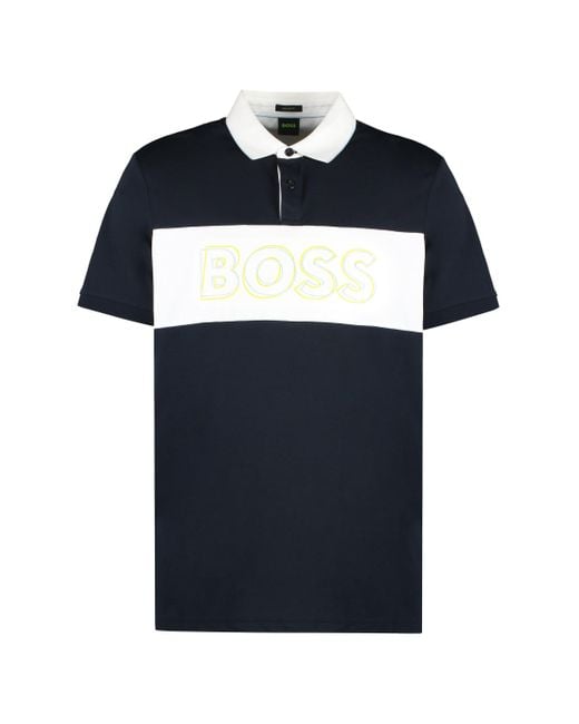 Boss Blue Cotton Polo Shirt for men
