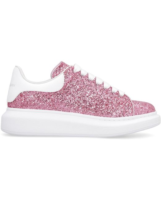 Alexander McQueen Leather Larry Glitter Chunky Sneakers in Pink | Lyst