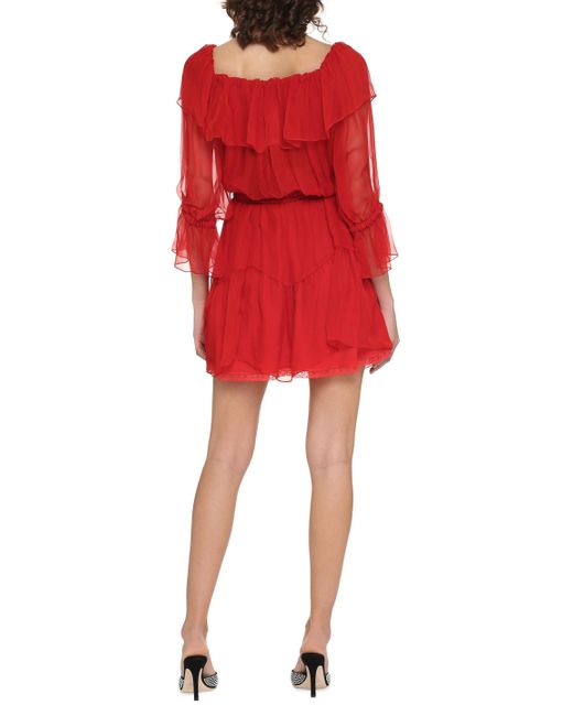 Gucci Red Ruffled Chiffon Dress