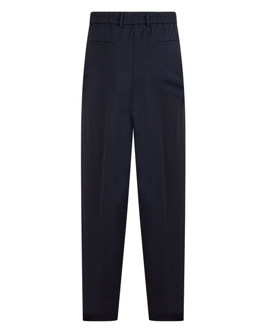 Boss Blue Tapered Wool Trousers for men
