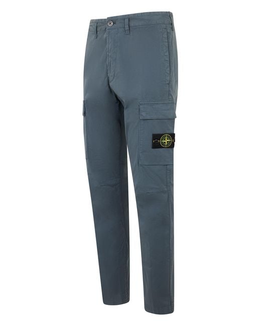 Stone Island Blue Pants With Pockets for men