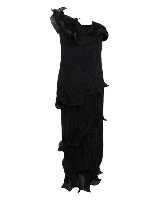 Cult Gaia Black Long Asymmetric Dress With One Shoulder Uncovered