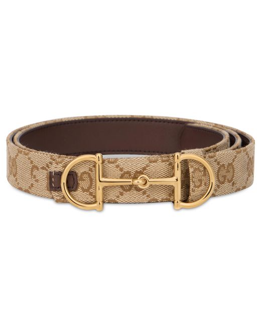 Gucci Brown Reversible Belt With Monogram And Buckle