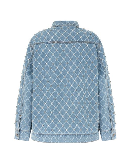 Pinko Blue Denim Jacket Made Of Cotton With Rhinestones