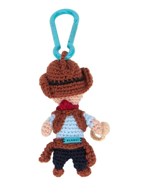 Alanui Red Crochet Cowboy Keychain