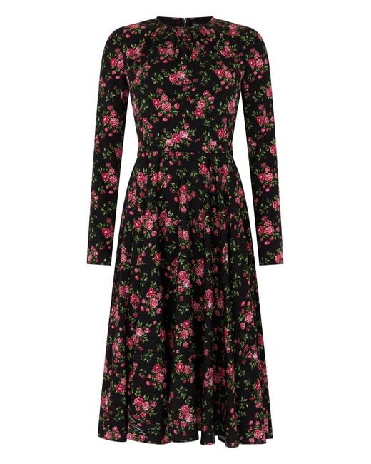 Dolce & Gabbana Black Silk Floral Dress