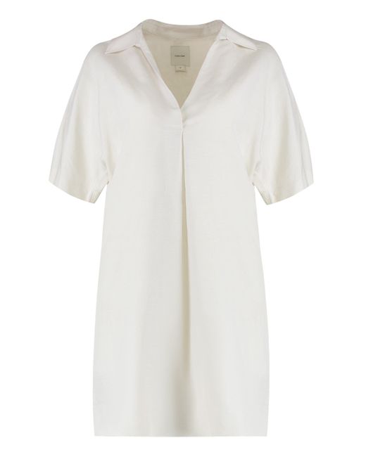 Calvin Klein White Linen Blend Dress
