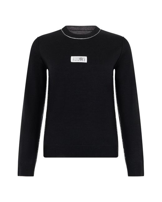 MM6 by Maison Margiela Black Crew Neck Sweater