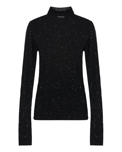 Pinko Black Moss Long Sleeve Sequin Top