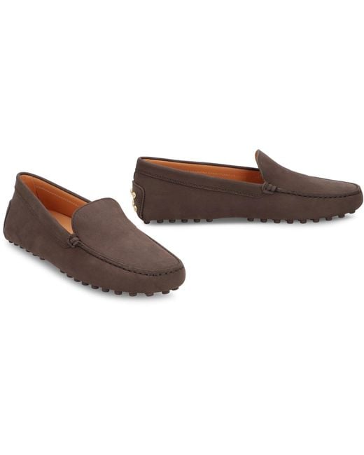 Tod's Brown Moccasin Rubber In Nubuck