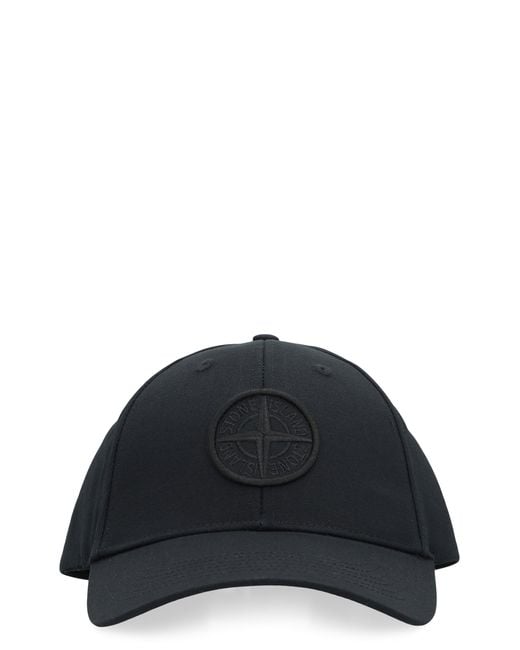 Stone Island Black Logo Baseball Cap for men
