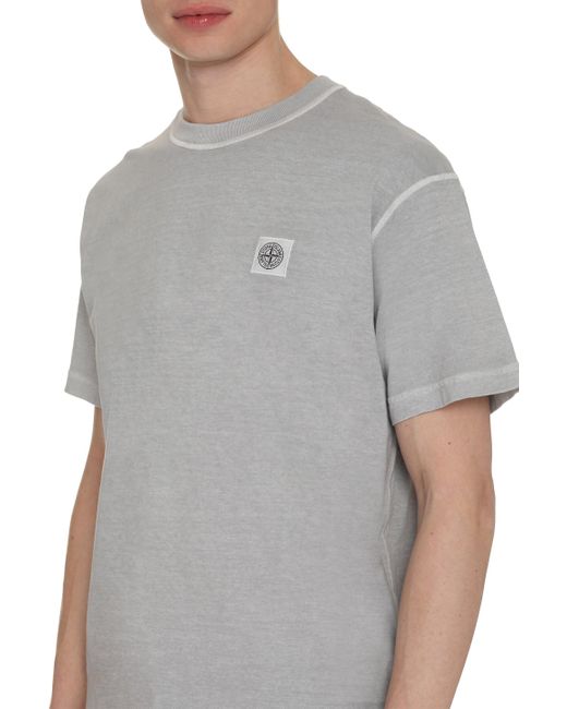 Stone Island Gray Cotton Crew-Neck T-Shirt for men