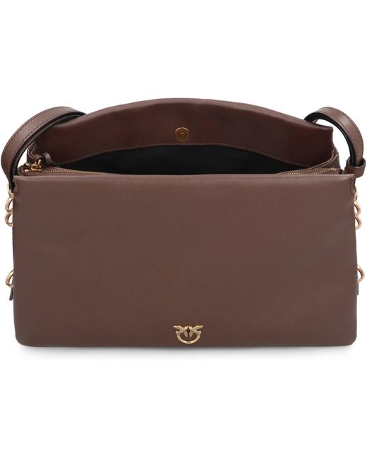 Pinko Brown One, Two, Three Leather Crossbody Bag