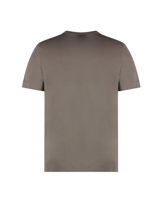 Zegna Brown Cotton Crew-neck T-shirt for men