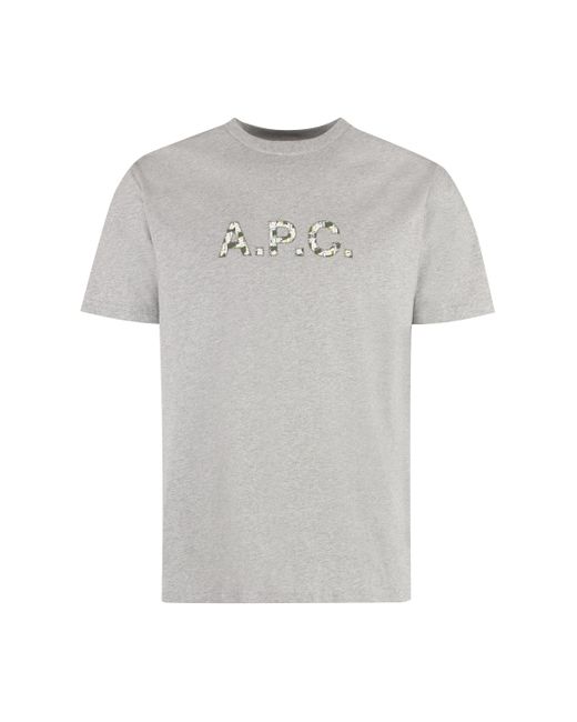 T-shirt girocollo Willow in cotone di A.P.C. in Gray da Uomo