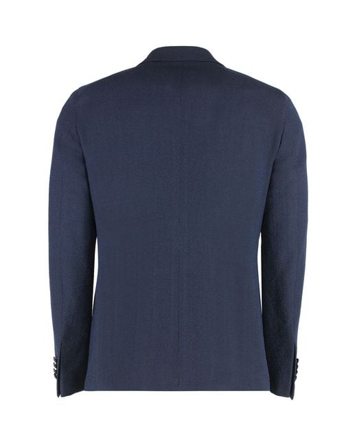 Tagliatore Blue Double-Breasted Virgin Wool Blend Jacket for men