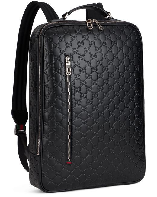 Gucci Black Medium Monogram Leather Backpack for men