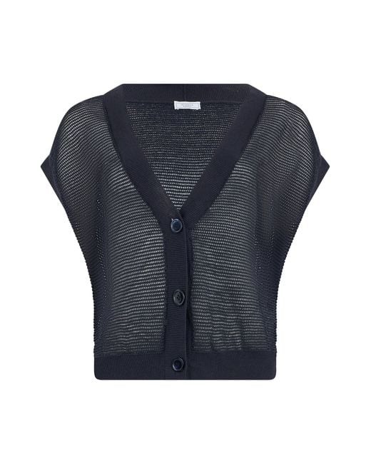 Peserico Blue Short-Sleeve Cardigan