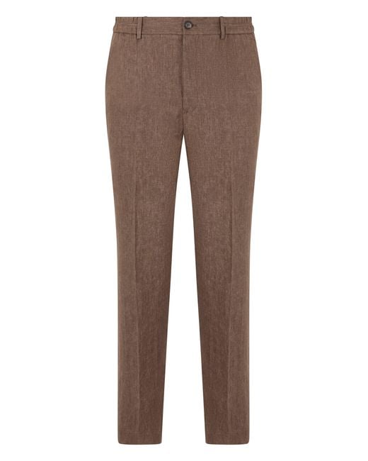 Slowear Brown Tapered Fit Linen Pants for men