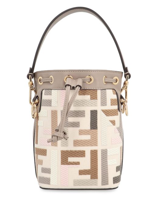 Mini borsa a secchiello Mon Tresor di Fendi in Gray