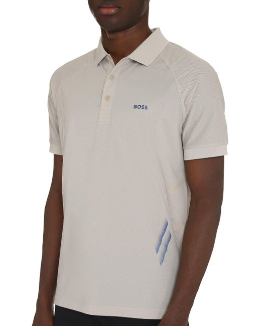 Boss Gray Technical Fabric Polo Shirt for men