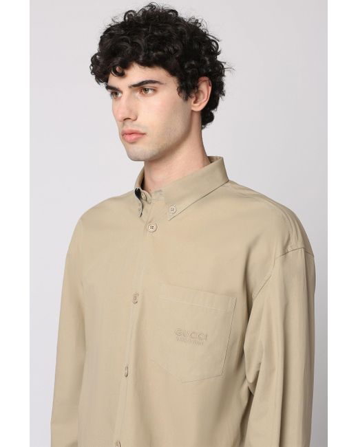 Gucci Natural Cotton Poplin Shirt for men