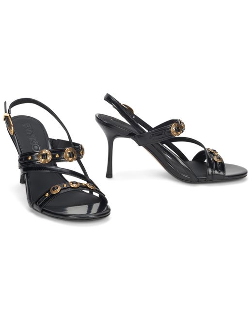 Pinko Black High Sandals With Studs And Strap