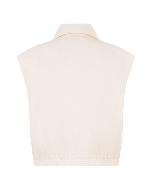 Laminar White Sleeveless Cropped Jacket