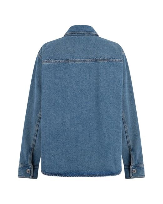 AMI Blue Denim Jacket With Embroidery