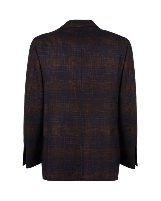 Kiton Black Single-Breasted Checked Blazer for men