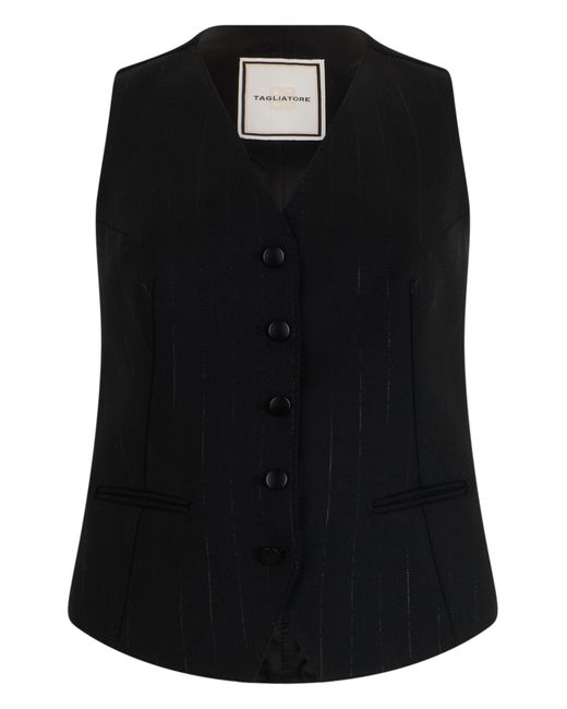 0205 Tagliatore Black Pinstripe Vest