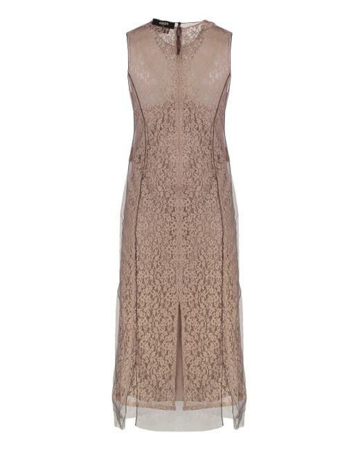 Abito midi in pizzo di Fendi in Natural