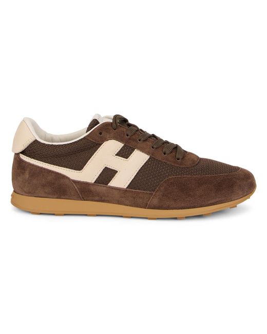 Hogan Brown Logo-Detail Sneaker With Cushioned Collar And Rubber Sole for men