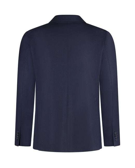 Tagliatore Blue Double-Breasted Virgin Wool Jacket for men