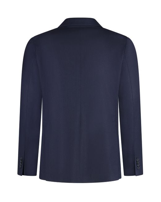 Giacca doppiopetto in lana vergine di Tagliatore in Blue da Uomo