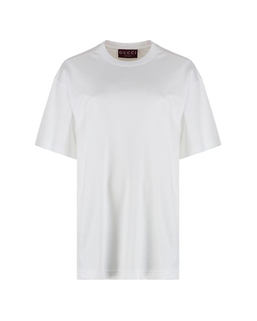 T-shirt girocollo in cotone di Gucci in White